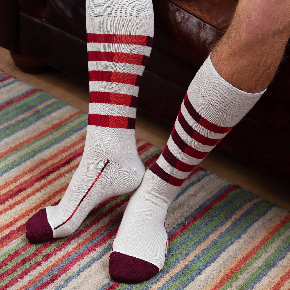 Dress Socks -Quad Stripe Men's Business Socks - Cream – boxofsocks